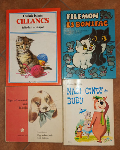 Tomás Janovic, Hanna-Barbera, S. Grabowski-M. Nejman Csukás István - 4 állatos gyerekkönyv: Egy udvarnak sok lakója, Maci, Cindy és Bubu, Filemon és Bonifác, Cillancs felfedezi a világot