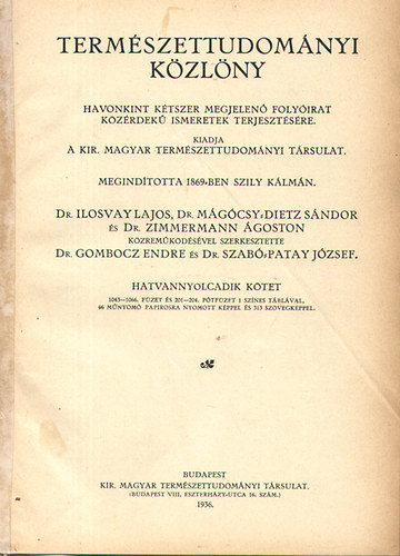 Ilosvay-M�g�csy-Zimmermann - Term�szettudom�nyi k�zl�ny 1936