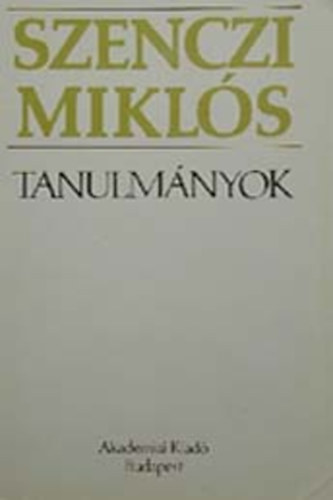 Szenczi Mikls - Tanulmnyok