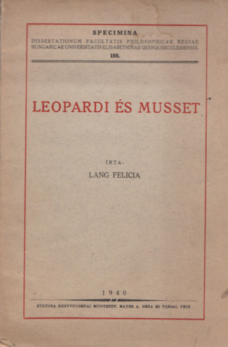 Lang Felicia - Leopardi s Musset (dediklt)