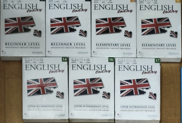 7db csomag (k�nyv+DVD+audio) az English Today sorozatb�l - English Today-Beginner Level 3., 4., Elementary Level 5., 6., Upper Intermediate Level-14., 16., 17.