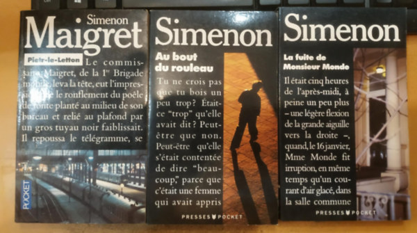 Georges Simenon - 3 db Simenon krimi, francia: Pietr-le-Letton + Au bout du rouleau + La fuite de Monsieur Monde