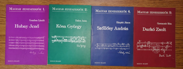 Kárpáti János, Dalos Anna, Gombos László Gerencsér Rita - 4 füzet a magyar Zeneszerzők című sorozatból: Hubay Jenő, Kósa György, Szőllősy András, Durkó Zsolt