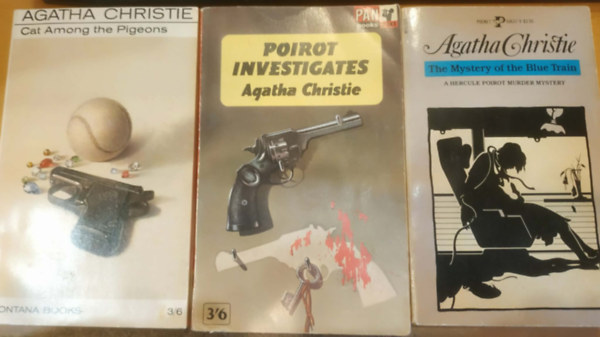 Agatha Christie - 3 db Agatha Christie, angol nyelvű: Cat Among the Pigeons + Poirot Investigates + The Mystery of the Blue Train