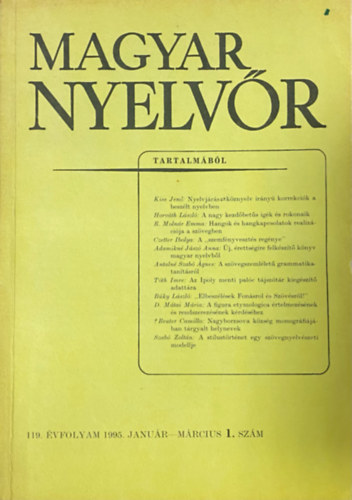 Keszler Borbla  (szerk.) - Magyar Nyelvr 119. vf. 1995. 1-4. szm (teljes)