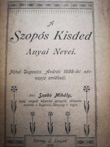 Szabó Mihály - A Szopós Kisded Anyai Nevei