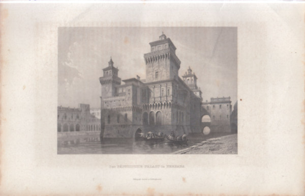 Pápai palota Ferrarában - eredeti litográfia (metszet)