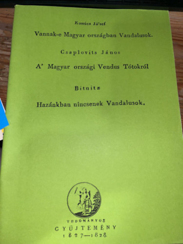 Bitnitz, Kossics J�sef Csaplovits J�nos - Tudom�nyos Gy�jtem�ny 1827 - 1828