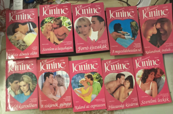 Ursula Lange, Chris Williams, Vivian O'Hara, T�bb szerz� Monique Dubois - 10 db Janine romantikus k�tet: �lel� karodban - A titk�rn�k gy�ngye - Kaland az expresszen - Szerelmi leck�k - H�zass�g kiz�rva - Kalandnak indult... - A megszel�d�thetetlen n� - Forr� �jszak�k - Szrelem a luxushaj�n - Neh�z d�nt�