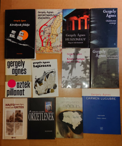 Gergely �gnes - 12 dedik�lt Gergely �gnes-k�tet: Hajtogat�s, Azt�k pillanat, Haj�roncs,Carmen Lugubre, K�z�p-Eur�pa �g�rt volt, �rizetlenek, St�ci�k, K�t Szimpla a Kedvesben, Oklahoma ez�stje, Huszonegy, Riportnapl� �szakr�l, Kir�lyok f�ldje