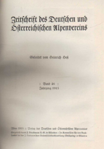 Heinrich Hess - Zeitschrift des Deutschen und Österreichischen Alpen -Vereines 1915