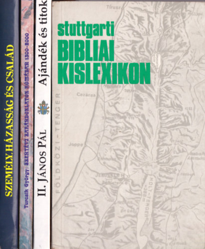 4 db vallsi knyv: Bibliai kislexikon, Szentvi zarndoklatok Rmban, Ajndk s titok, Szemly hzassg s csald