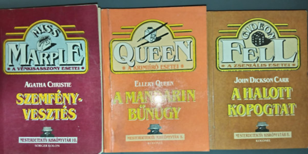 Agatha Christie - (3db) Mesterdetektv kisknyvtr ktet: Szemfnyveszts (Miss Marple esetei) + A Mandarin bngy (Queen a krimir esetei) + A halott kopogtat (Gideon Fell esetei)