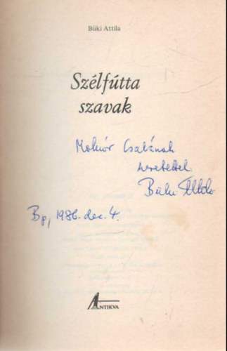 B�ki Attila - Sz�lf�tta szavak