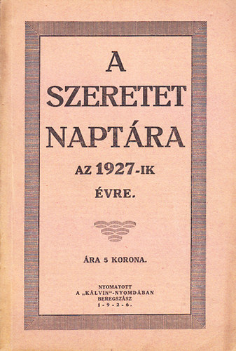 A szeretet naptra az 1927-ik vre