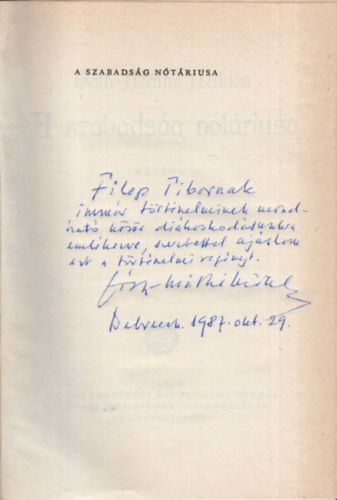 T�th-M�th� Mikl�s - A szabads�g n�t�riusa - Dedik�lt