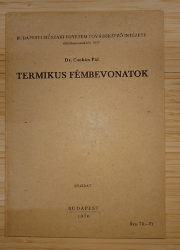 Dr. Csok�n P�l - Termikus f�mbevonatok (K�zirat)