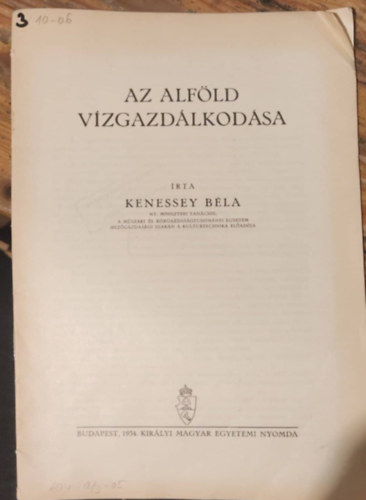 Kenessey B�la - Az alf�ld v�zgazd�lkod�sa