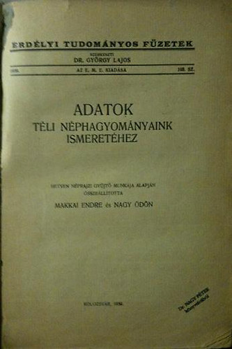 Makkai-Nagy-Barna - Adatok tli nphagyomnyaink ismerethez