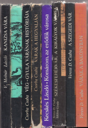 8 db könyv magyar várakról, városokról: Várak a Bakonyban + A szegedi vár + Székesfehérvár, a királyok városa + Komárom az erődök városa + Várak a hegyalján + Vég-Gyula várának históriája + Esztergom hadi krónikája + Kanizsa