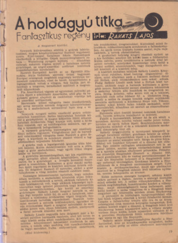 Rakáts Lajos - A holdágyú titka - Fantasztikus regény