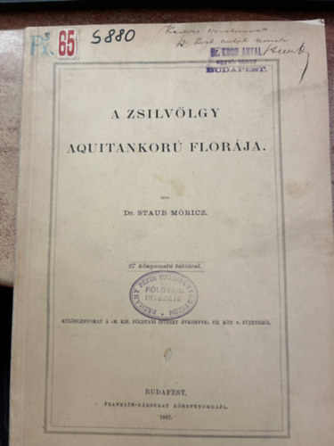 Dr. Staub M�ricz - A Zsilv�lgy aquitankor� fl�r�ja