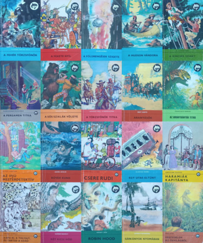 Hosszú Toll, Hosszú toll-A. Raszulova, Christian Vulpius, Geréb László, Alaksza Tamás, Tőke Péter, Alekszandr Polescsuk, Kőváry György, Mándy Iván, Thomas Mayne Reid, Rudo Szürke Bagoly - 20 db Delfin könyv: Két kicsi hód + A sós sziklák völgye + A törzsfőnök titka + Haramiák kapitánya + Búvár Kund + Egy utas eltűnt + Veszedelem az ősvilágból + A pergamen titka + Kapd el a tolvajt, és tartsd a szád! + Robin Hood + A