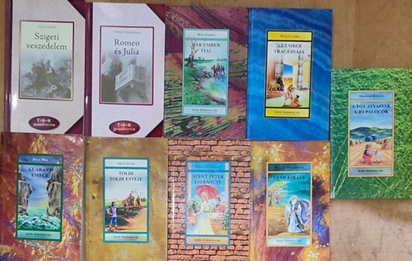 William Shakespeare, Jókai Mór, Mikszáth Kálmán, Arany János, Madách Imre Zrínyi Miklós - 9db kötelező olvasmány - Zrínyi-Szigeti veszedelem, Shakespeare-Romeo és Júlia, Lear király, Jókai-Az arany ember, Mikszáth-Szent Péter esernyője, A tót afyafiak, A jó palócok, Arany-Toldi/Toldi estéje, Madách-Az ember tragédiája, M