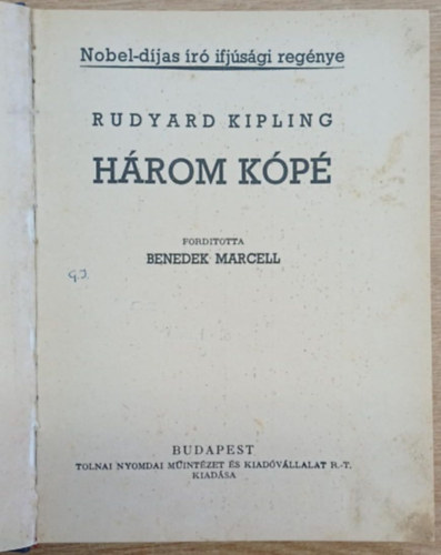 Rudyard Kipling - Három kópé (1939)