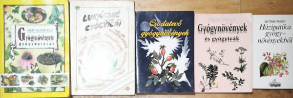 Dr. Hanna Parrot, Varr� Alad�r B�la Ol�h Andor - 5db gy�gyn�v�nyekkel kapcsolatos k�nyv - H�zipatika gy�gyn�v�nekb�l, Gy�gyn�v�nyek �s gy�gyte�k, Csodatev� gy�gyn�v�nyek, Luk�csn� gy�gyte�i, Gy�gyn�v�nyek gy�gy�t�sai