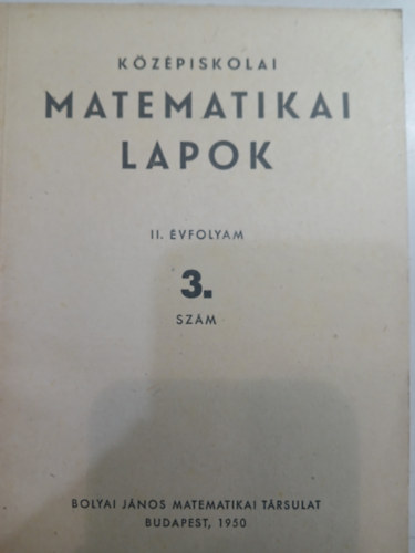 Középiskolai matematikai lapok II. évfolyam 3. szám