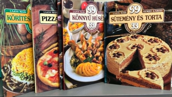 Lajos Mari - Hemző Károly - 5 darab szakácskönyv: 99 sütemény és torta 33 színes ételfotóval; 99 könnyű húsétel 33 színes ételfotóval; 99 gyümölcsös édesség 33 színes ételfotóval; 99 pizza és tészta 33 színes ételfotóval; 99 körítés és főzelék