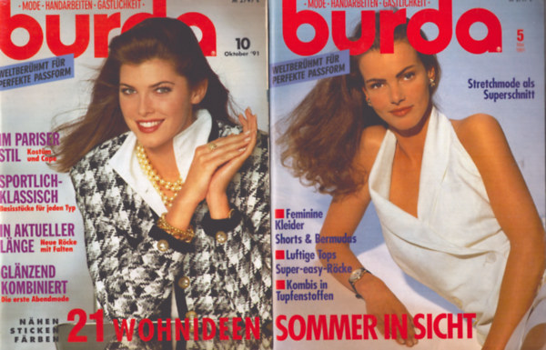 T�bb szerz� - Burda 1991/5., 10. sz�mok szab�sminta mell�klettel (n�met nyelv�)