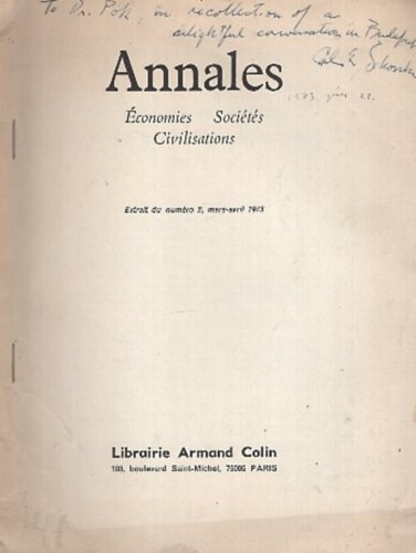 Annales  �conomies Soci�t�s civilisations - Mars-avril 1973