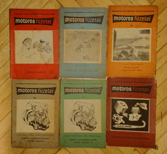6 db a Magyar Honvédelmi Sportszövetség Motoros füzeteből (12., 14., 15., 16., 17., 19.)