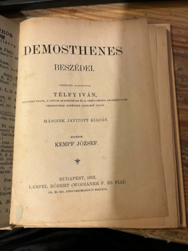 Görögből ford. Télfy János. - DEMOSTHENES beszédei