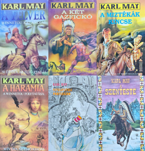 May Karl, Karl May (May Károly) - 6 db Karl May regény: A két gazfickó + A miztékák kincse + A félvér + A haramia + A szenteste + Vitzliputzli professzor