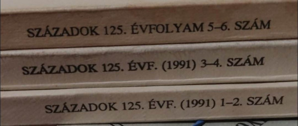 Századok 1991/1-6. (A Magyar Történelmi Társulat közlönye)