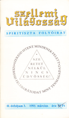 Szellemi Világosság - spiritiszta folyóirat II. évfolyam 3. szám (1991. március)