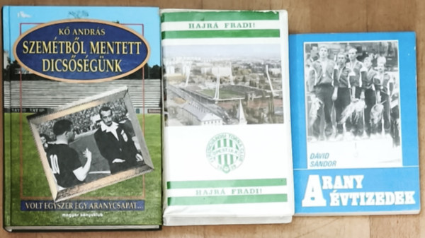 K� Andr�s, D�vid S�ndor - 2db magyar futballal kapcsolatos m� + aj�nd�k VHS kazetta - Szem�t�l mentett dics�s�g�nk, Arany �vtizedek + K�t f�lid� a 75 �ves Fradi p�ly�n