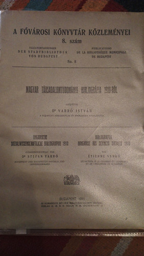 Magyar társadalomtudományi bibliográfia 1910-ről.