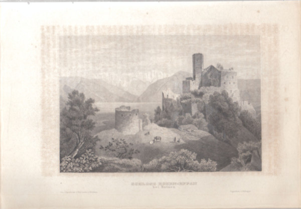 Schloss Hohen-Eppan bei Botzen (Olaszorsz�g, Eur�pa) (16x23,5 cm lapm�ret� eredeti ac�lmetszet, 1856-b�l)