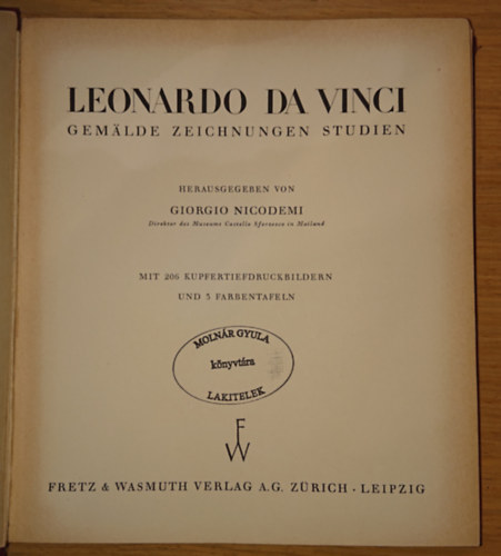 Giorgio Nicodemi - Leonardo Da VinciÍ - Gemälde, Zeichnungen, Sudien