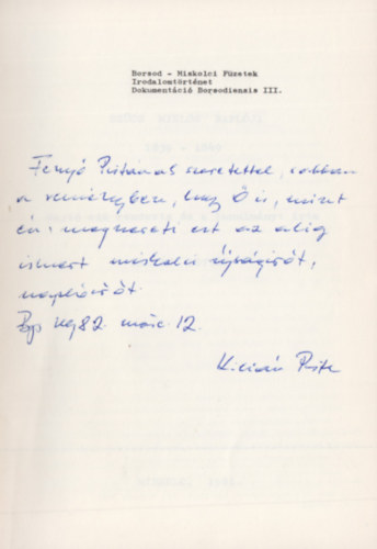 Kilián István (szerk.) - Szűcs Miklós naplója 1839-1849 (Dedikált)