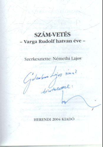 Nmethi Lajos - Szm-vets (Varga Rudolf hatvan ve)