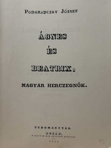 Podhraczky Jzsef - gnes s Beatrix, magyar hercegnk - reprint