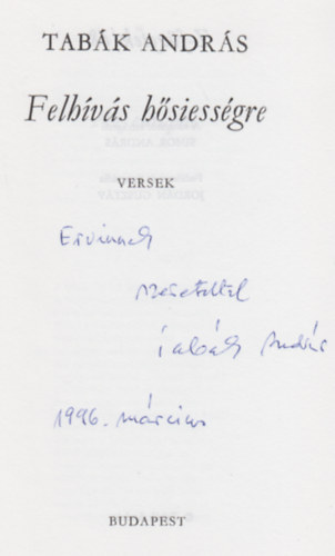 Tab�k Andr�s - Felh�v�s h�siess�gre Z- F�zetek/ 68