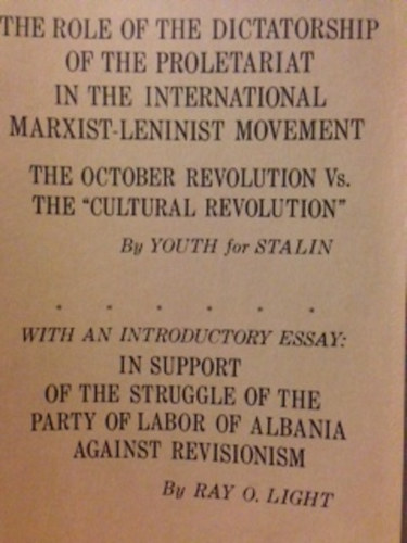 The role of the dictatorship of the proletariat in the international marxist- Leninist Movement