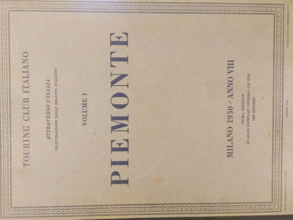 Piemonte. Touring Club Italiano. Vol.1.