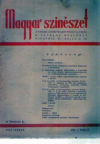 Magyar sznszet 1942/1-12. Teljes vfolyam